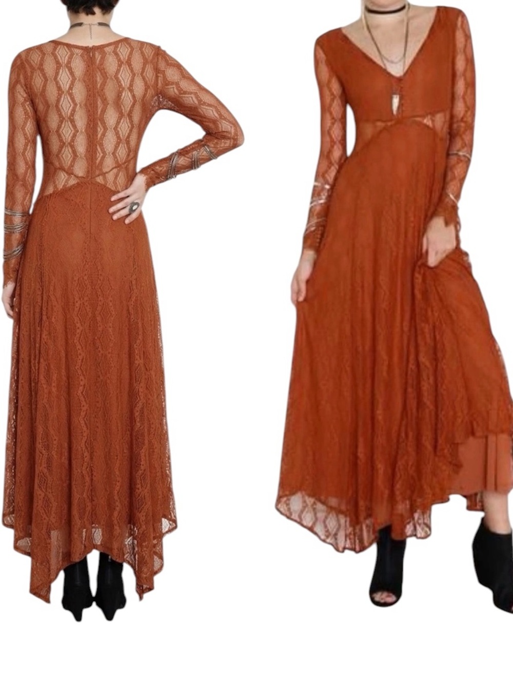 Free People Guinevere Lace Maxi Dress Renfaire Victorian Ethereal Boho Fairy